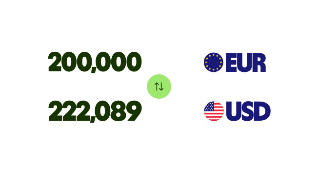 A Wise transfer of Euro to United States dollar.